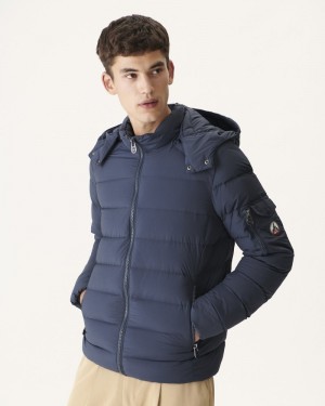 JOTT Adrien Great Cold Hooded Vadderade Jackor Herr Marinblå | CFT-1750