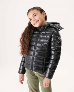 JOTT Grand Froid Opal Lacquered Hooded Dunjackor Barn Svarta | OPJ-3738