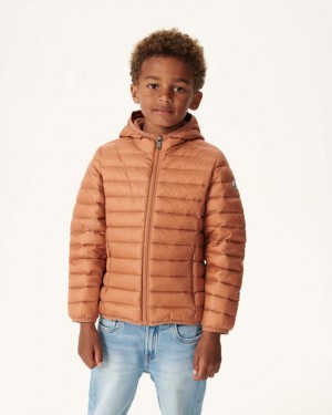 JOTT Hugo Lätta Hooded Dunjackor Barn Bruna | IDY-4643