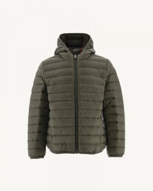 JOTT Hugo Lätta Hooded Dunjackor Barn Olivgröna | ICC-7604