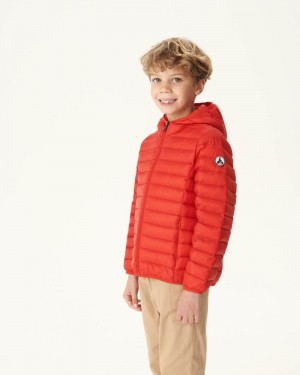 JOTT Hugo Lätta Hooded Dunjackor Barn Röda | QDG-0434
