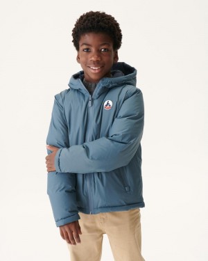 JOTT Yoko Reversible Hooded Dunjackor Barn Marinblå Blå | SLY-6984