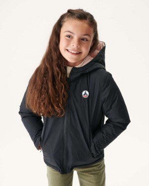 JOTT Zurich Reversible Hooded Dunjackor Barn Svarta Ljusrosa | LQB-5758