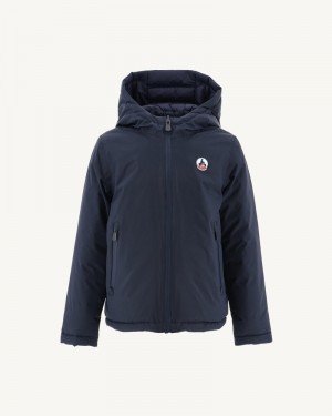JOTT Zurich Reversible Hooded Dunjackor Barn Marinblå | VHP-0591